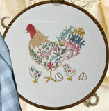 Chicken family sampler, hen and chicks  embroidery kit for beginners, fun simple embroidery
