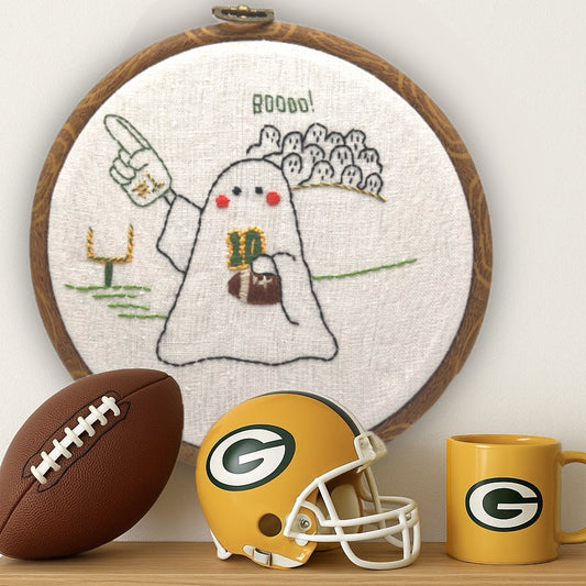6” Ghost Football Fan Embroidery PATTERN PDF– Beginner Halloween Hand Stitch Pattern