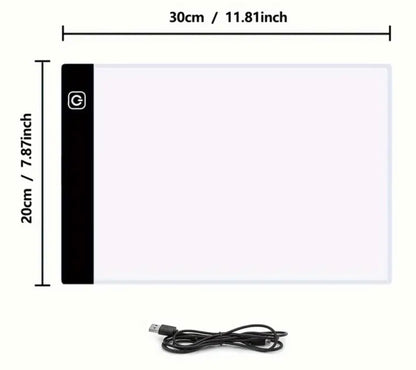 A4 LED Light Board with Heat Erasable Pen + 3 Refills – Perfect for Tracing, Drawing & Embroidery