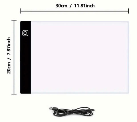 A4 LED Light Board with Heat Erasable Pen + 3 Refills – Perfect for Tracing, Drawing & Embroidery