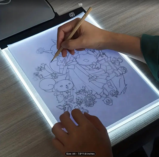 A4 LED Light Board with Heat Erasable Pen + 3 Refills – Perfect for Tracing, Drawing & Embroidery