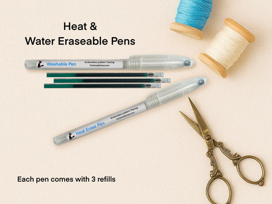 Heat & Water Erasable Pens for Embroidery Pattern Tracing – Each with 3 Refills