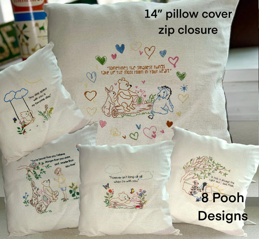 New!  Winnie the Pooh 14” Pillow Embroidery Kit - Perfect for Baby Nursery or Child's Room Decor! Easy to learn embroidery kits
