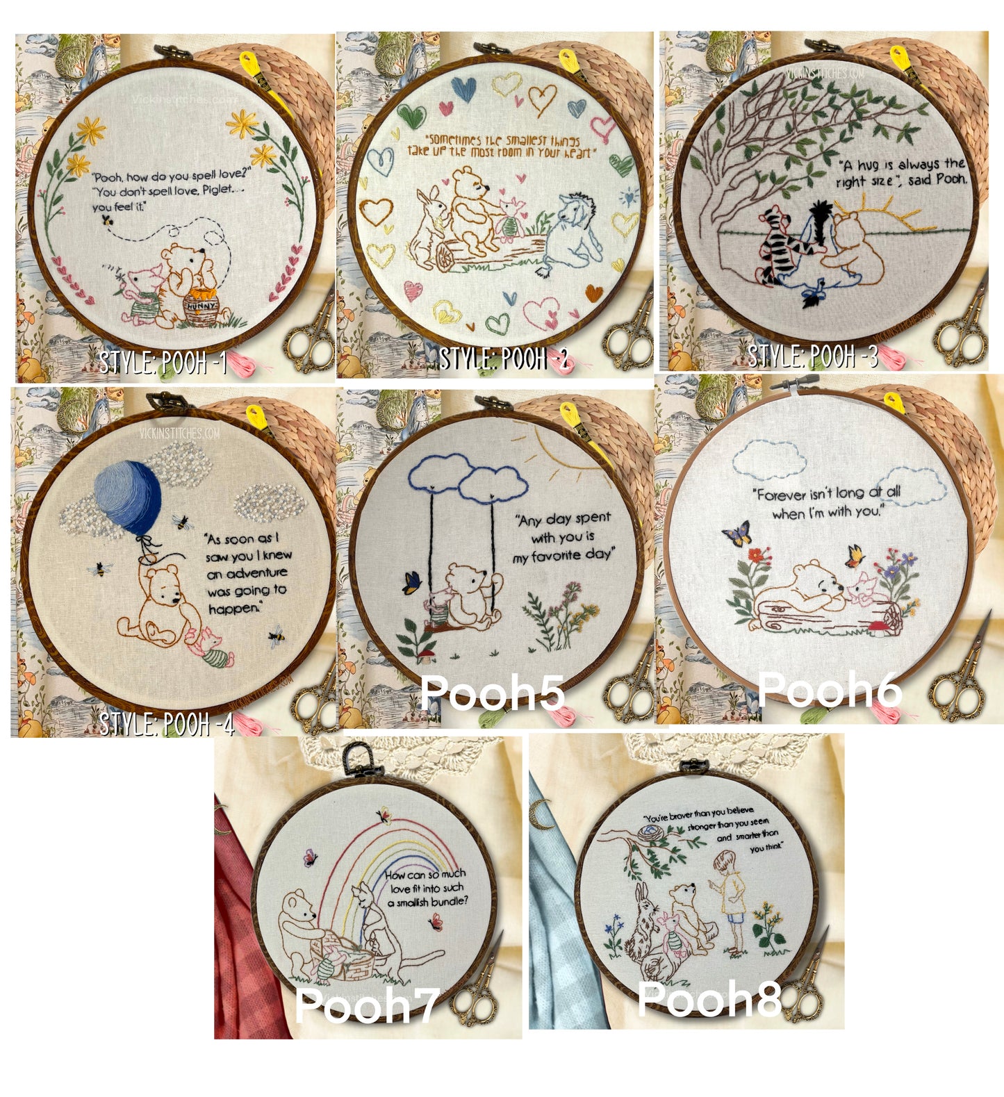 New!  Winnie the Pooh 14” Pillow Embroidery Kit - Perfect for Baby Nursery or Child's Room Decor! Easy to learn embroidery kits
