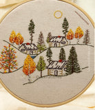 8" Autumn Cabin in the Woods Forest Embroidery Kit