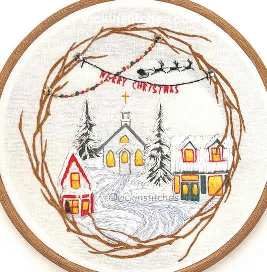 8” Winter Christmas Town 'It’s a Wonderful Life' Embroidery Kit
