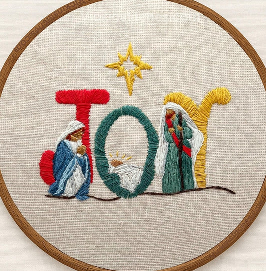 Nativity Christmas Manger JOY Embroidery Kit for beginners