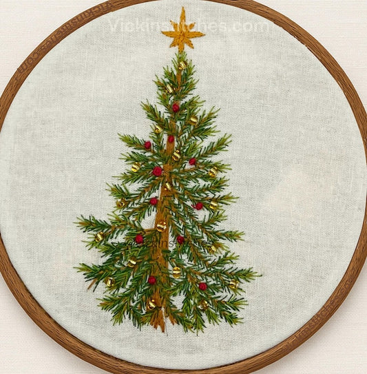Realistic Christmas Tree Embroidery Kit