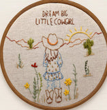 cow girl Themed Embroidery Kit for Beginners - Cute Western Decor for Baby Nursery or Child's Room. Cowboy. Easy hand embroidery kit