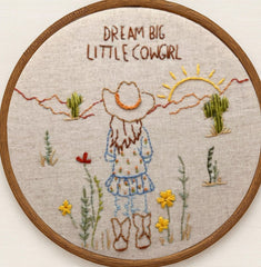 cow girl Themed Embroidery Kit for Beginners - Cute Western Decor for Baby Nursery or Child's Room. Cowboy. Easy hand embroidery kit