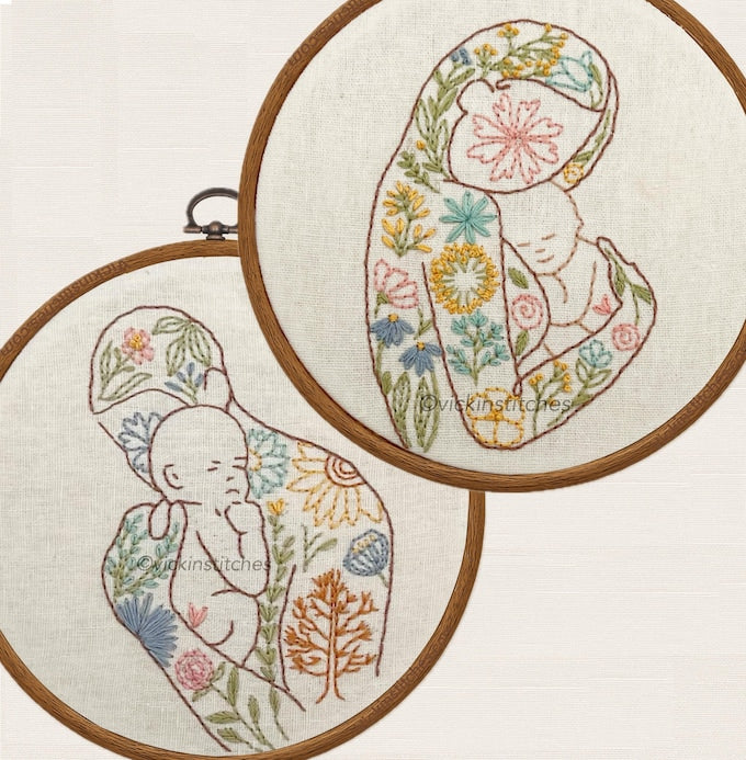 Motherhood Fatherhood Baby Nursery Art design embroidery kits