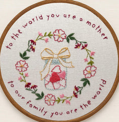 Mothers Day embroidery kit. Hearts and flowers. Gift for mom wall decor handmade embroidery kit. vintage home decor
