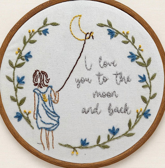 Beginner Embroidery kit |Love you to the moon, |easy |Embroidery Kit with Pattern|Embroidery Designs|Embroidery Hoop| DIY craft gift|Love