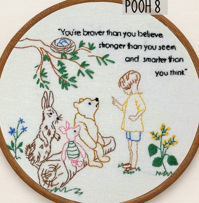 Winnie the Pooh Embroidery Kits – 8 Design Beginner Hand-Stitch Kit