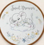 Baby nursery wall decor Embroidery Hoop Art - Cute Sleeping Elephant with Stars Sweet Dreamer, Baby Shower Gift, Handmade Keepsake