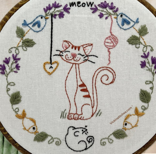 Cat Lover adorable kitty Hand Embroidery Kit for Beginners