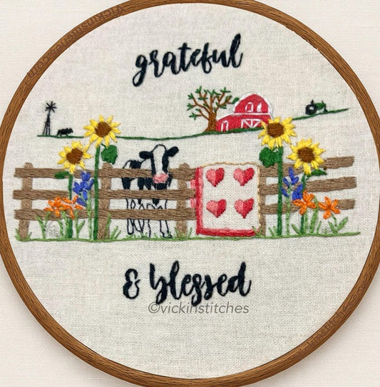 American Farm Life Grateful & Blessed Embroidery Kit