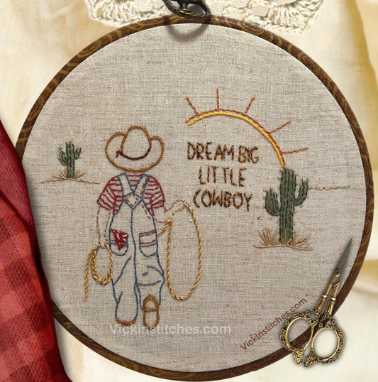 dream big little cowboy Embroidery Design PDF Download