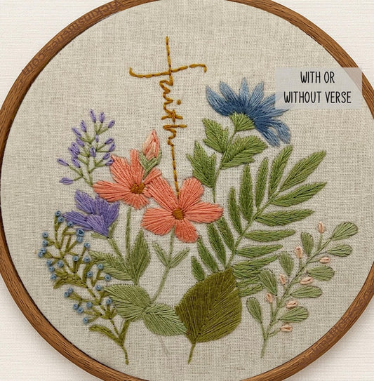 6" Beautiful Floral Wildflower Christian Faith Embroidery Kit