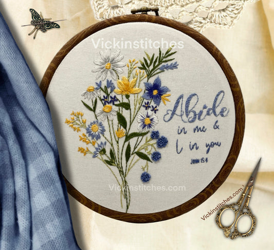 Wildflower daisy hand Embroidery kit for beginners . Christian hand embroidery decor . Craft kit . Complete embroidery kit yellow white blue