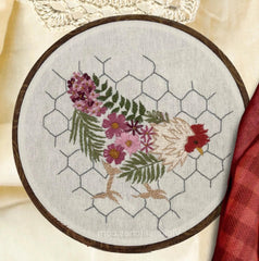 8" Chicken Sampler Hand Embroidery Pattern PDF Download