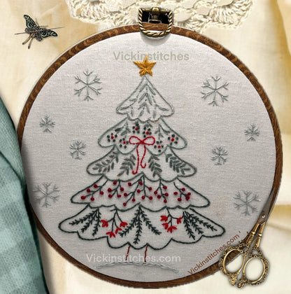 Ombre’ Christmas Tree Embroidery Kit wall decor for beginners.