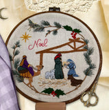 8" Christmas Nativity Wreath Embroidery Design PDF Pattern download