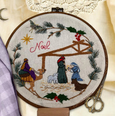 8" Christmas Nativity Wreath Embroidery Design PDF Pattern download