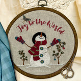 6" Joy to the World Christmas Snowman Embroidery Design PDF download