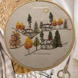 6" Autumn Cabin Embroidery Pattern PDF Download