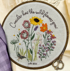 8" Luke 12 Wildflower Christian Embroidery Pattern PDF Download