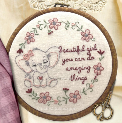 8" Baby Nursery Elephant Embroidery Pattern PDF Download