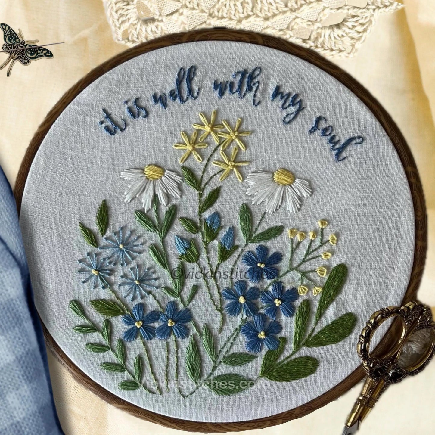 8" 'It is well with my soul' Christian / Wellness Embroidery Pattern PDF