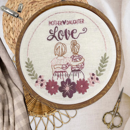 Mothers Day Mother Daughter embroidery kit Hoop  Designs, Love family embroidery gift