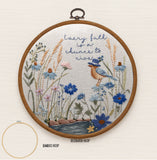 Bluebird Pond Embroidery Kit • DIY Hand Embroidery Pattern with Flowers & Quote • Beginner Friendly Fall Hoop Art • Inspirational Stitching