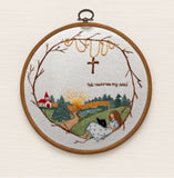 He Restores My Soul - Landscape church Embroidery Kit, Christian Hand Embroidery Scene, Peaceful Faith Stitch, Bible Verse Wall Art for Home