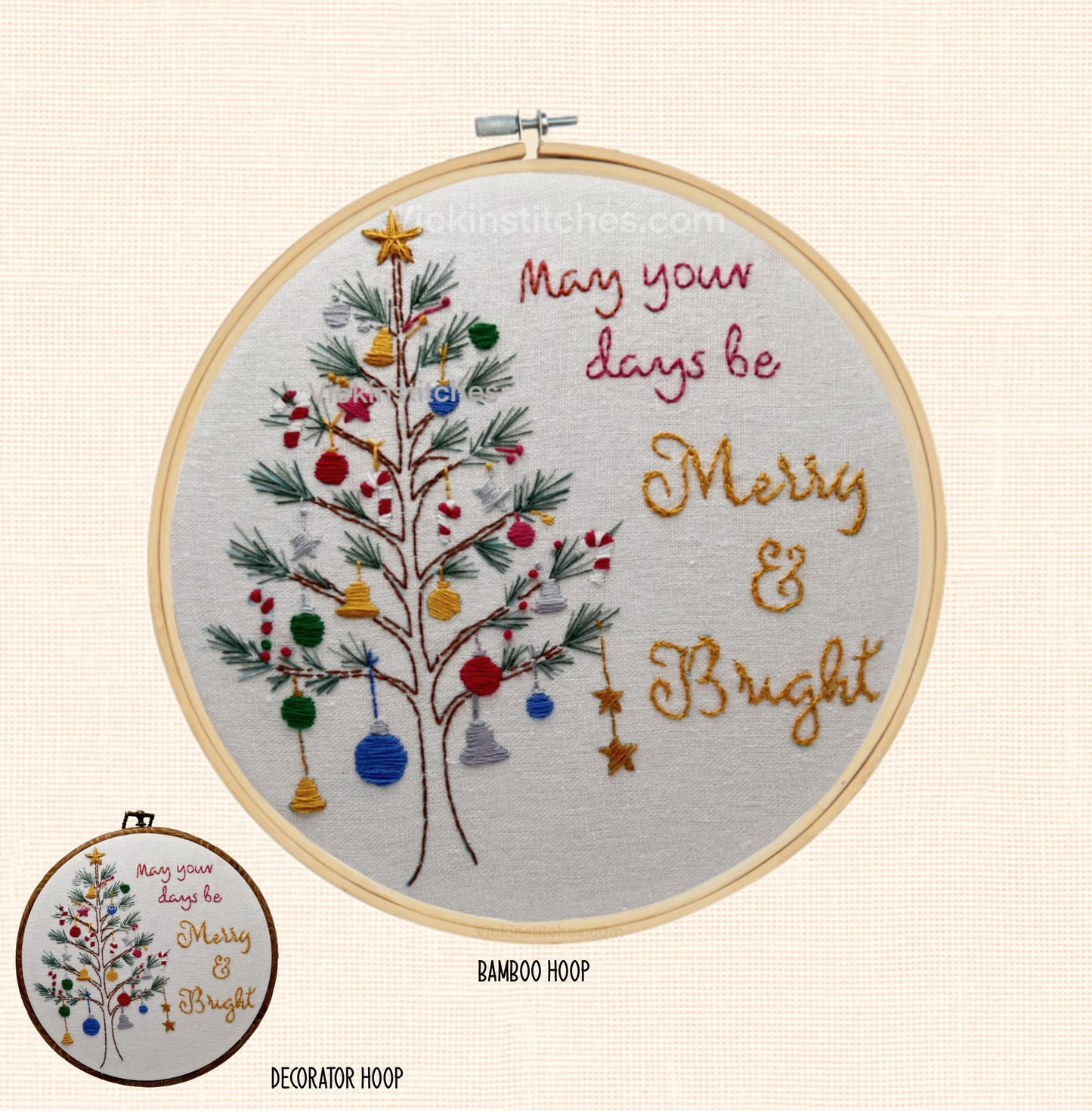 Christmas Embroidery Kit | Merry & Bright Christmas Tree | Beginner Stitch Kit