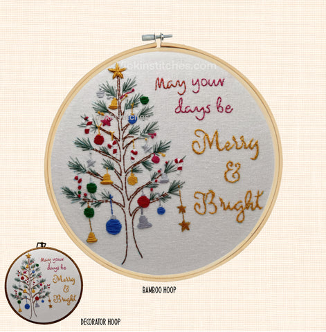 Christmas Embroidery Kit | Merry & Bright Christmas Tree | Beginner Stitch Kit
