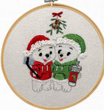 Christmas Hoodie Sweater Bear Embroidery Kit: Holiday Couple DIY Stitch Pattern