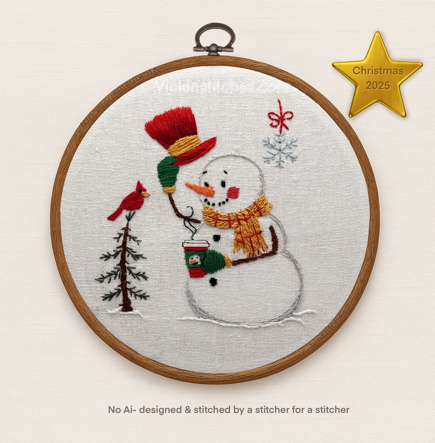 Cozy Christmas Snowman Embroidery Kit | Holiday Stitch Project