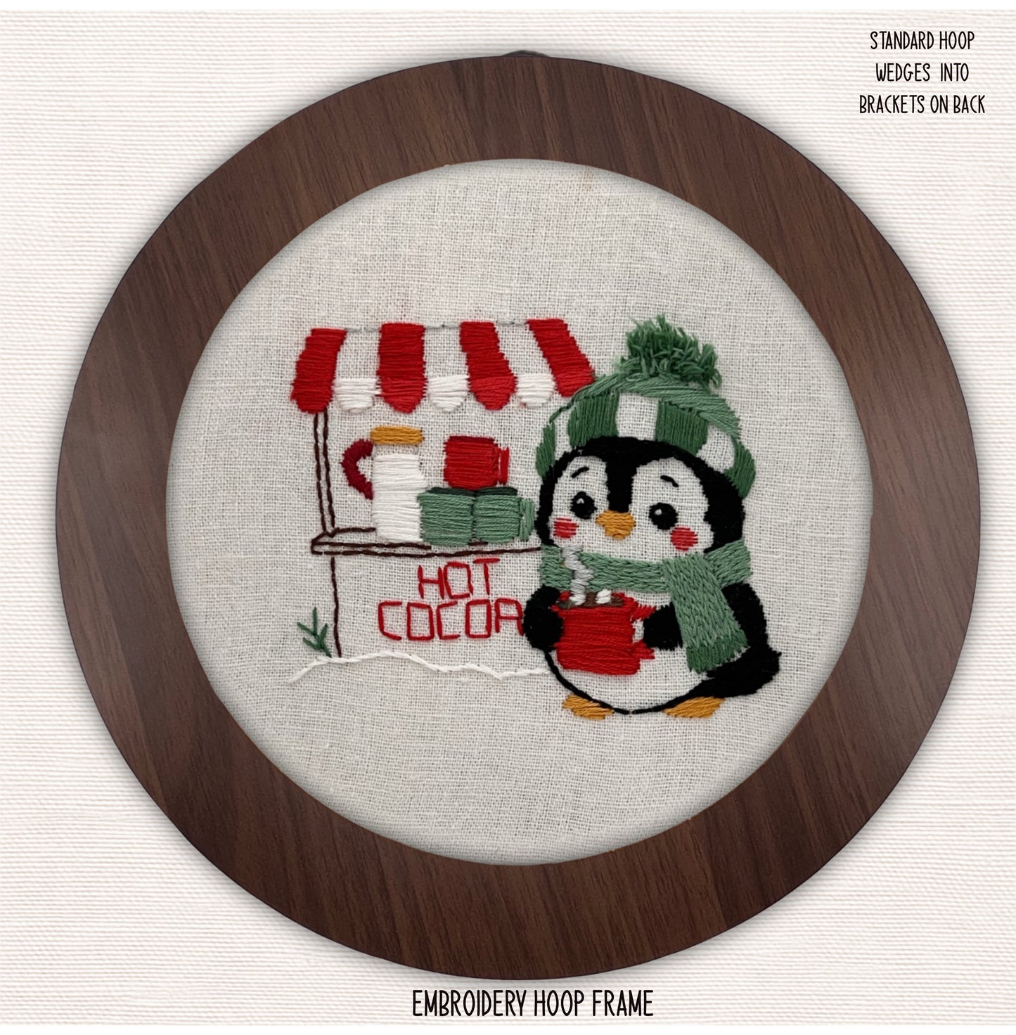 Penguin Hot Cocoa Beginner Embroidery Kit | Cozy Christmas Stitch | Winter Craft