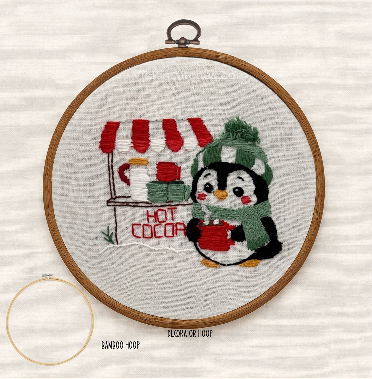 Penguin Hot Cocoa Beginner Embroidery Kit | Cozy Christmas Stitch | Winter Craft