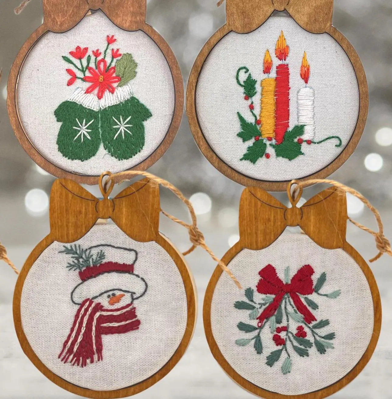 Christmas ornament Embroidery Kits with frame overlay. Mini Christmas tree ornament diy k/its. Christmas Trees embroidery. Embroidery gifts.