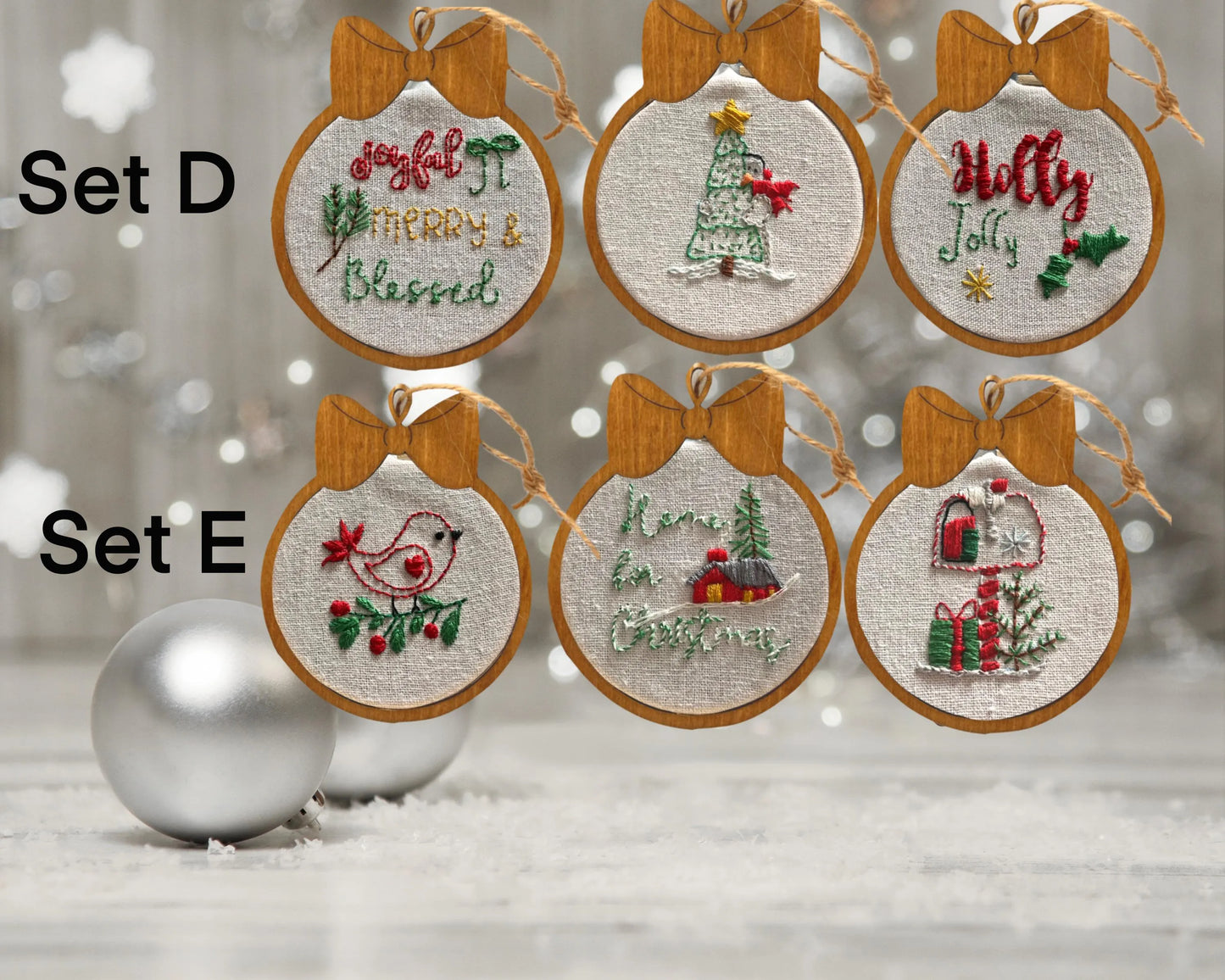 Christmas ornament Embroidery Kits with frame overlay. Mini Christmas tree ornament diy k/its. Christmas Trees embroidery. Embroidery gifts.