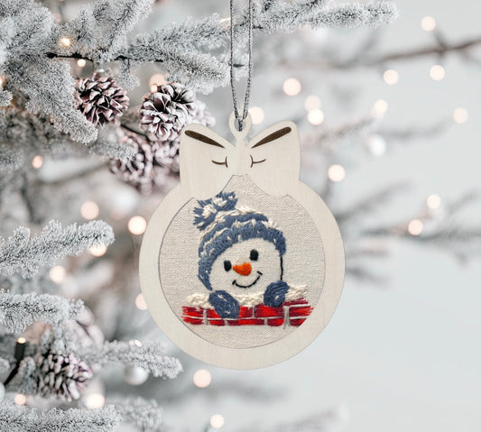 Christmas Snowman Embroidery Ornament Kit |  DIY Tree Décor Gift