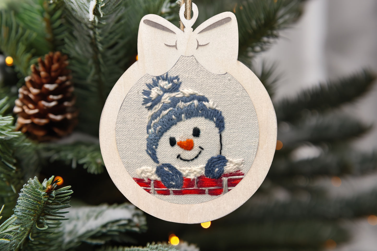 Christmas Snowman Embroidery Ornament Kit |  DIY Tree Décor Gift