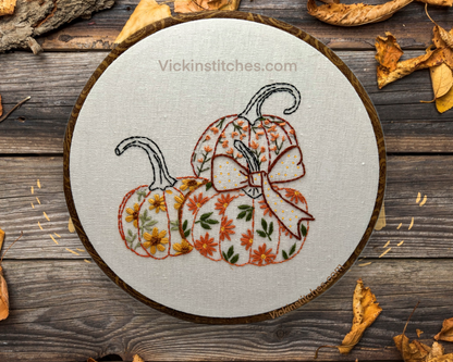 Vanderpumpkins Fancy decorator pumpkins hand embroidery kit - 8” design