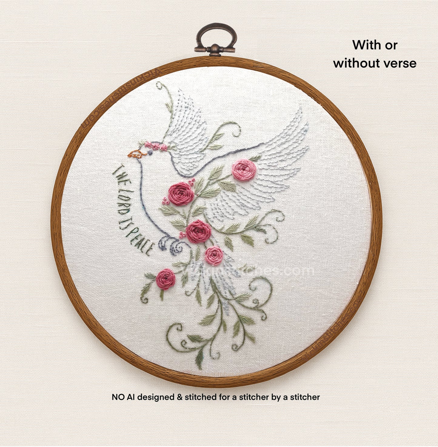 Floral dove embroidery kit | The Lord is Peace