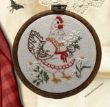 3 pc Chicken hand Embroidery pattern for beginners  | Farmhouse Hen wall hanging | Country Kitchen chicken wall Decor | Floral Chicken Hoop Art