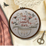 My Cup Runneth Over Embroidery Kit - Floral Hand Embroidery Hoop Art - Christian DIY Stitch Kit - Faith Gift for Her - Home Decor